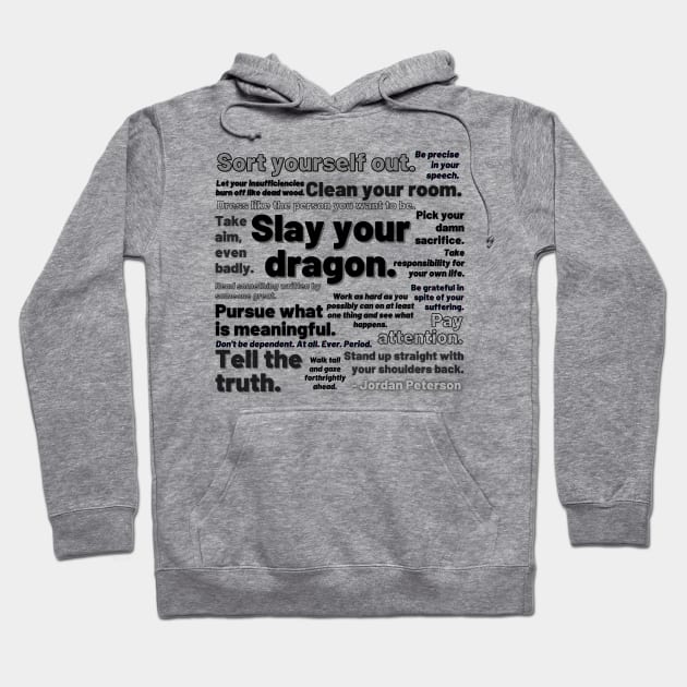 Designs for Warriors - Jordan Peterson Block Quote - Black text Hoodie by Underthespell